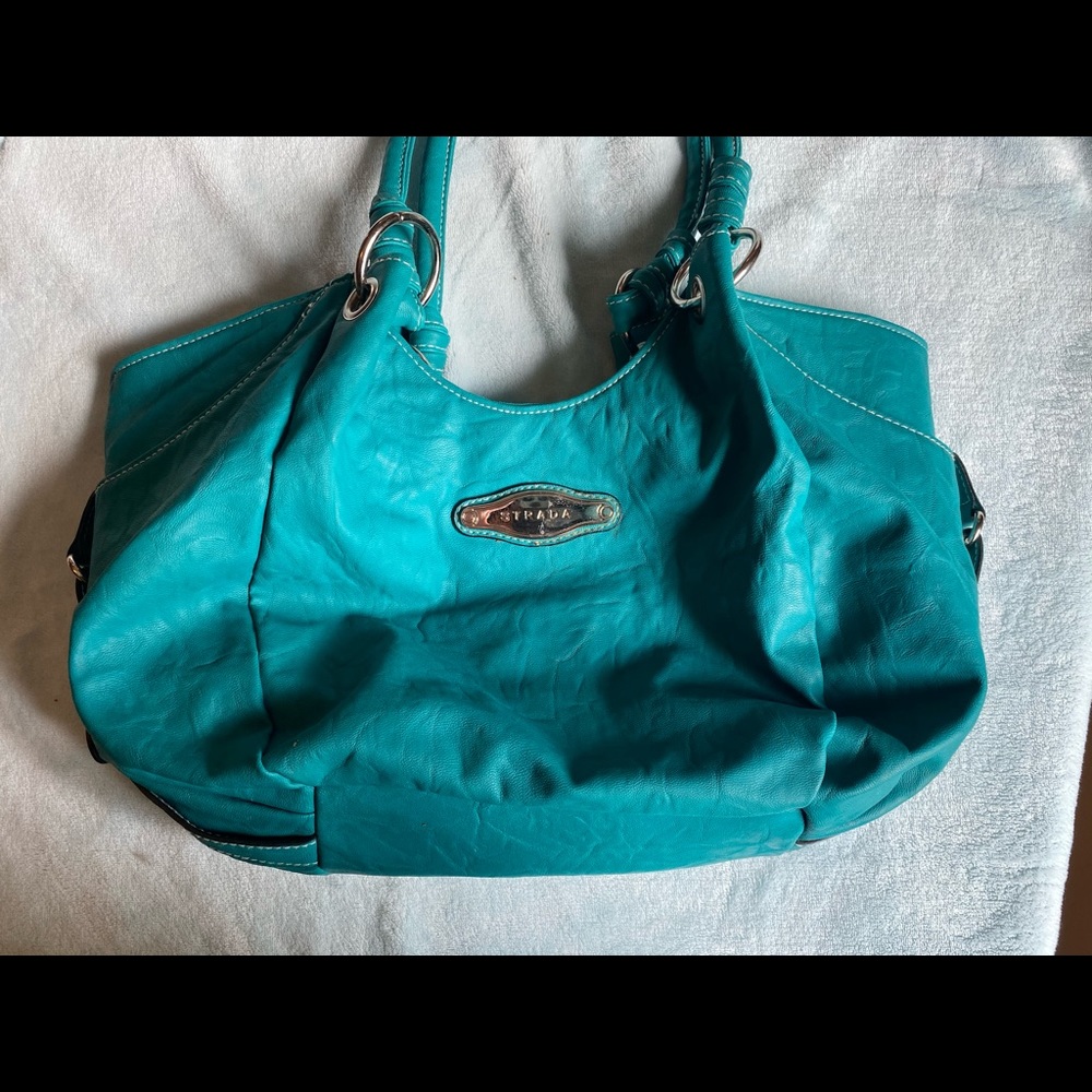 Large faux leather Teal bag